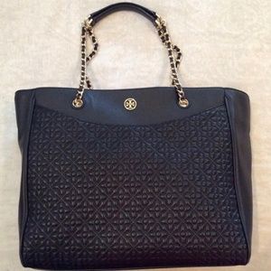 Tory Burch black leather tote